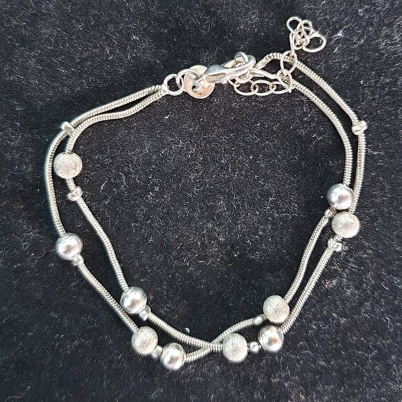 Vintage 925 Sterling Silver Two-Layer Beads Ball Bracelet – 8.75" - Picture 6 of 10